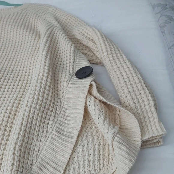 Cream Sweater with Button Accents - Picture 6 of 7